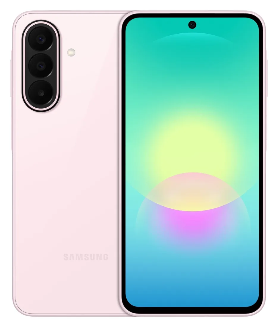 Смартфон Samsung Galaxy A27 5G в цвете Light Pink — вид спереди и сзади