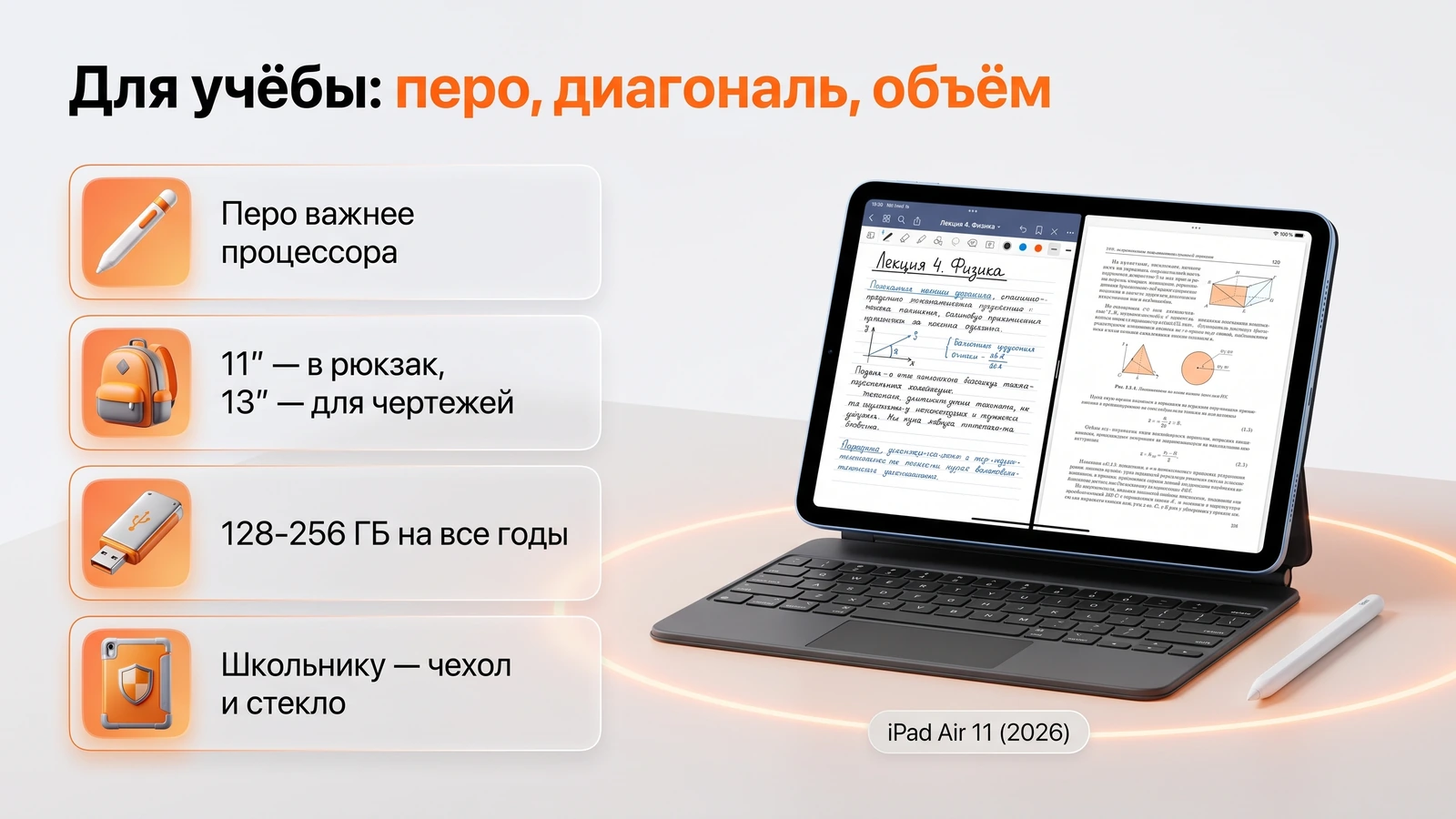 Инфографика: iPad для учёбы — перо, диагональ и объём памяти, что важнее при выборе