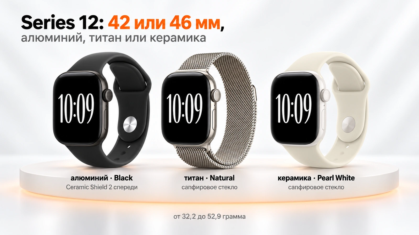 Apple Watch Series 12 в трёх материалах: алюминий, титан и керамика