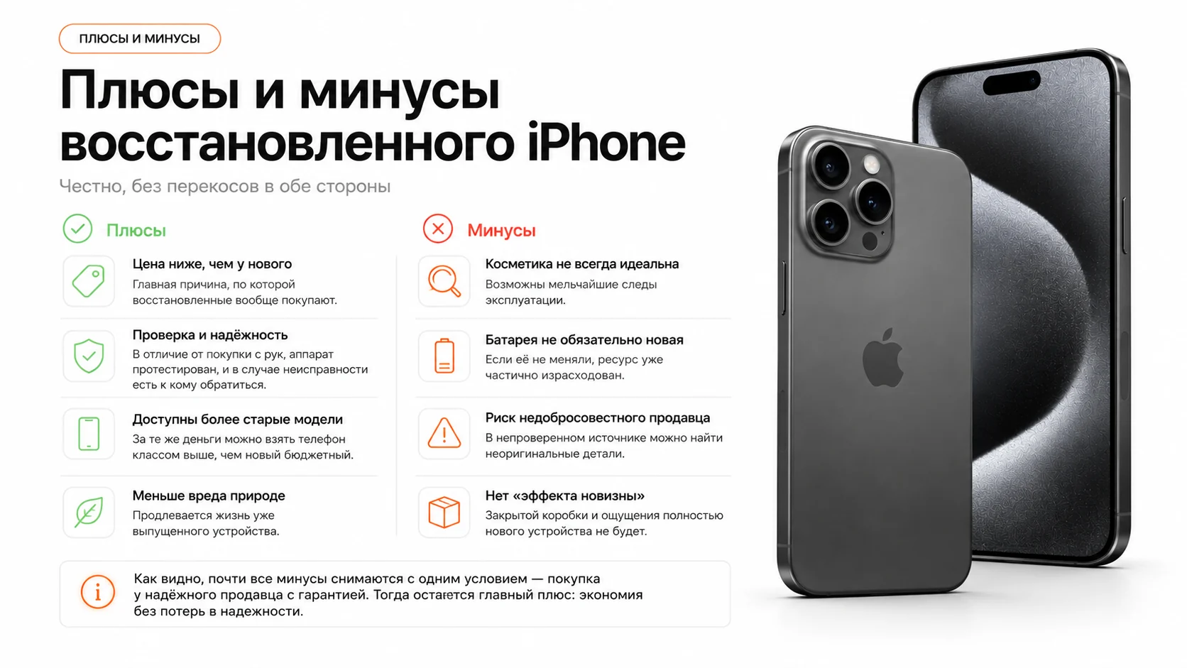 Инфографика: плюсы и минусы восстановленного iPhone, часть 1