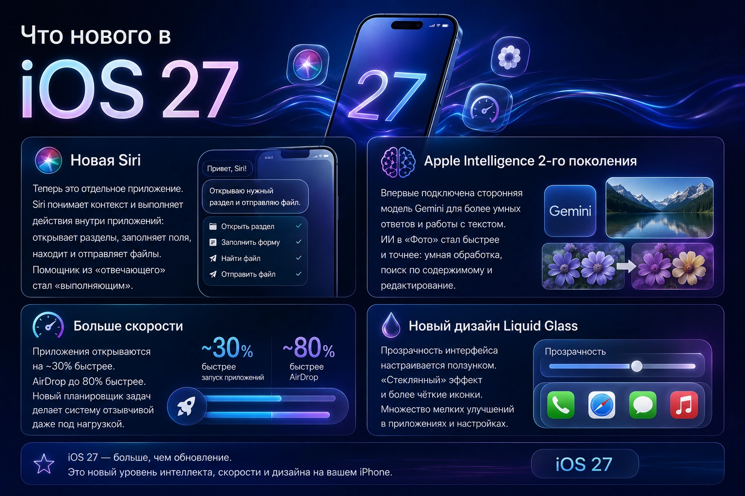 Инфографика: главные изменения в iOS 27