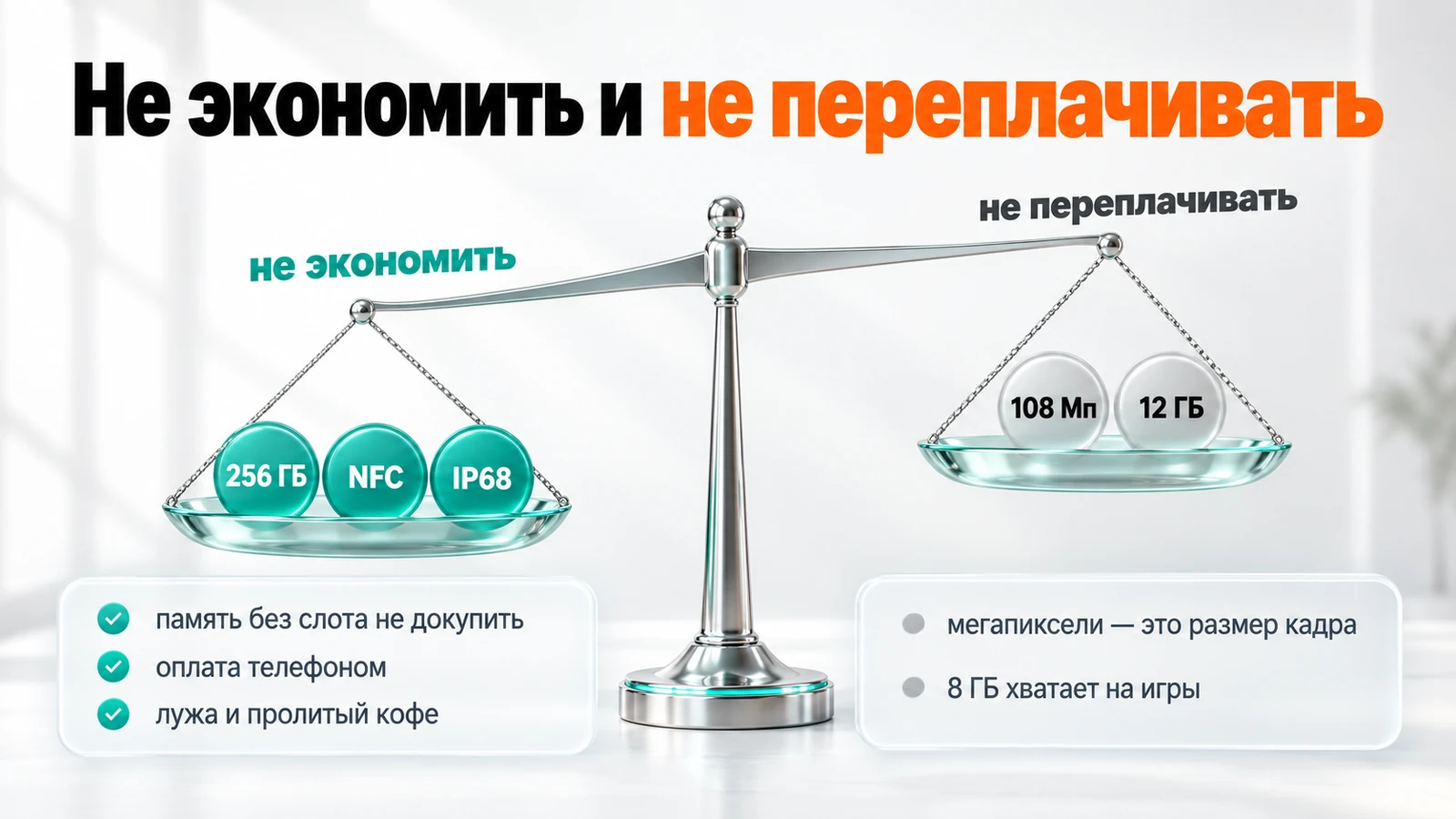 На чём не экономить в телефоне до 30 тысяч — 256 ГБ, NFC, IP68, и за что не переплачивать — 108 Мп и 12 ГБ оперативной памяти