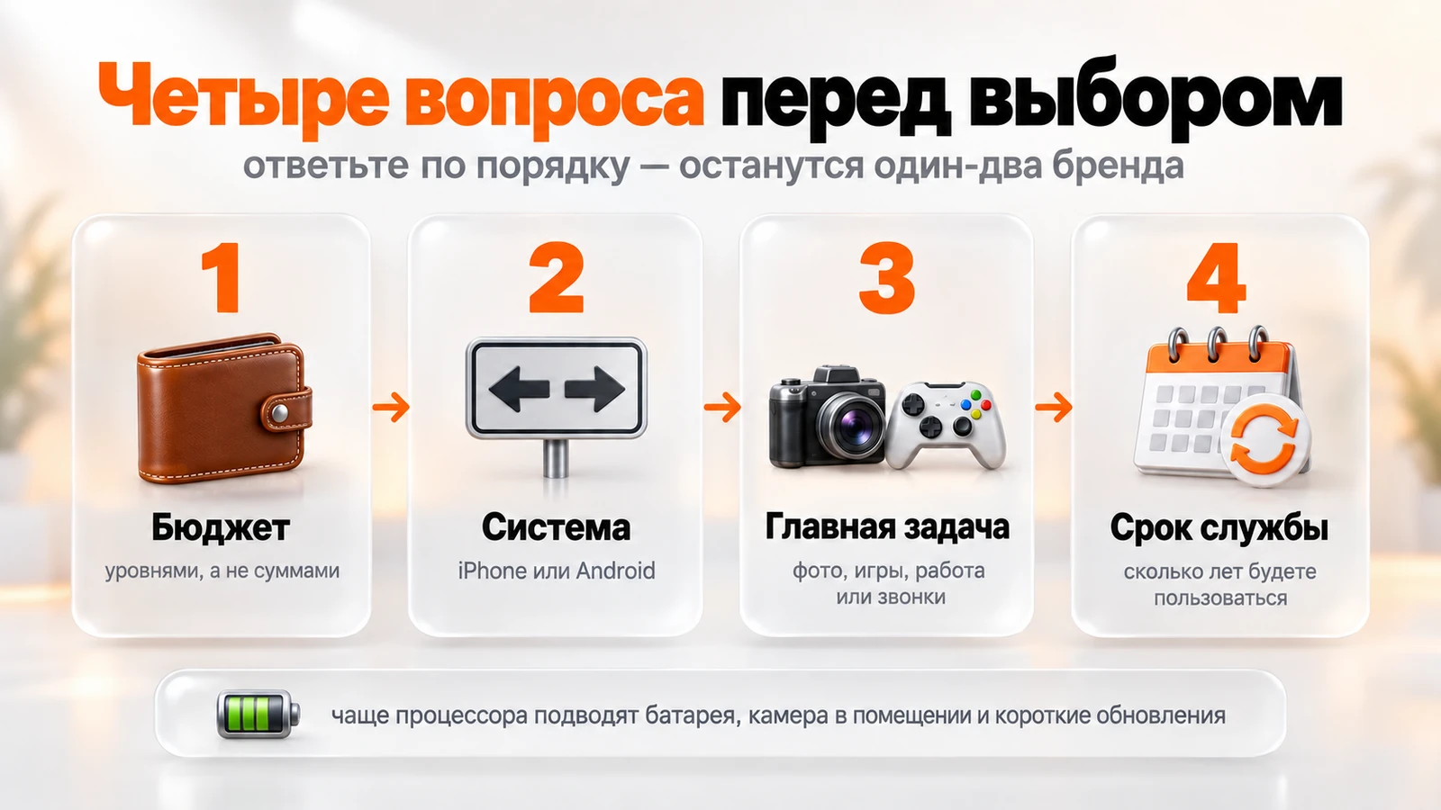 Четыре вопроса перед выбором телефона: бюджет, система, главная задача и срок службы