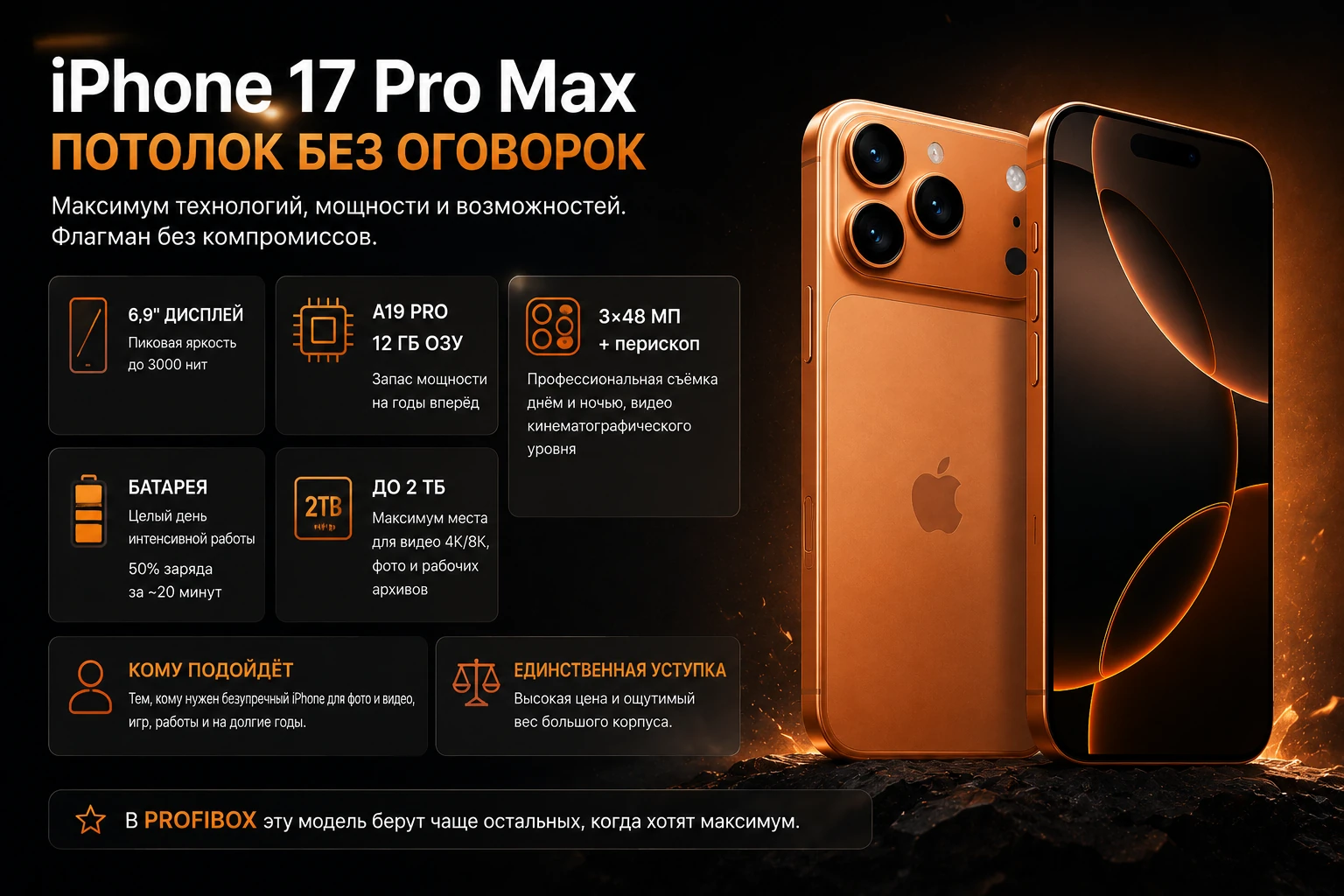 Инфографика: iPhone 17 Pro Max — потолок без оговорок
