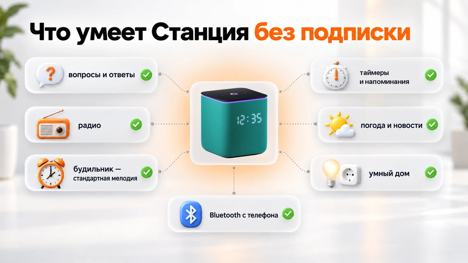 Что умеет Яндекс Станция без подписки: ответы, радио, будильник, таймеры, погода, умный дом и Bluetooth