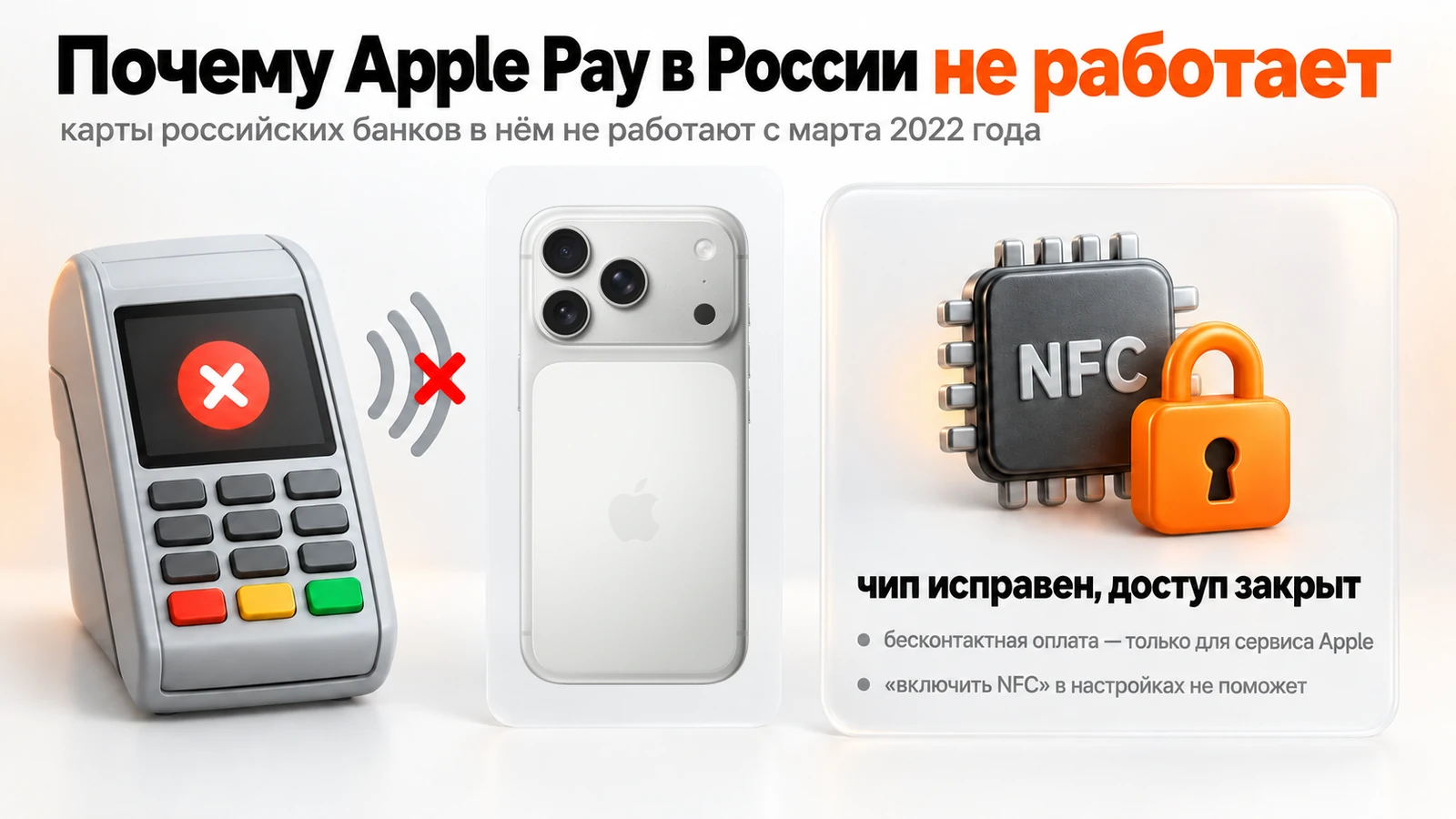 Почему Apple Pay не работает в России: модуль NFC в iPhone исправен, но доступ к нему закрыт