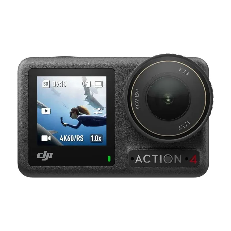 Экшн-камера DJI Osmo Action 4 — вид спереди, объектив и передний экран
