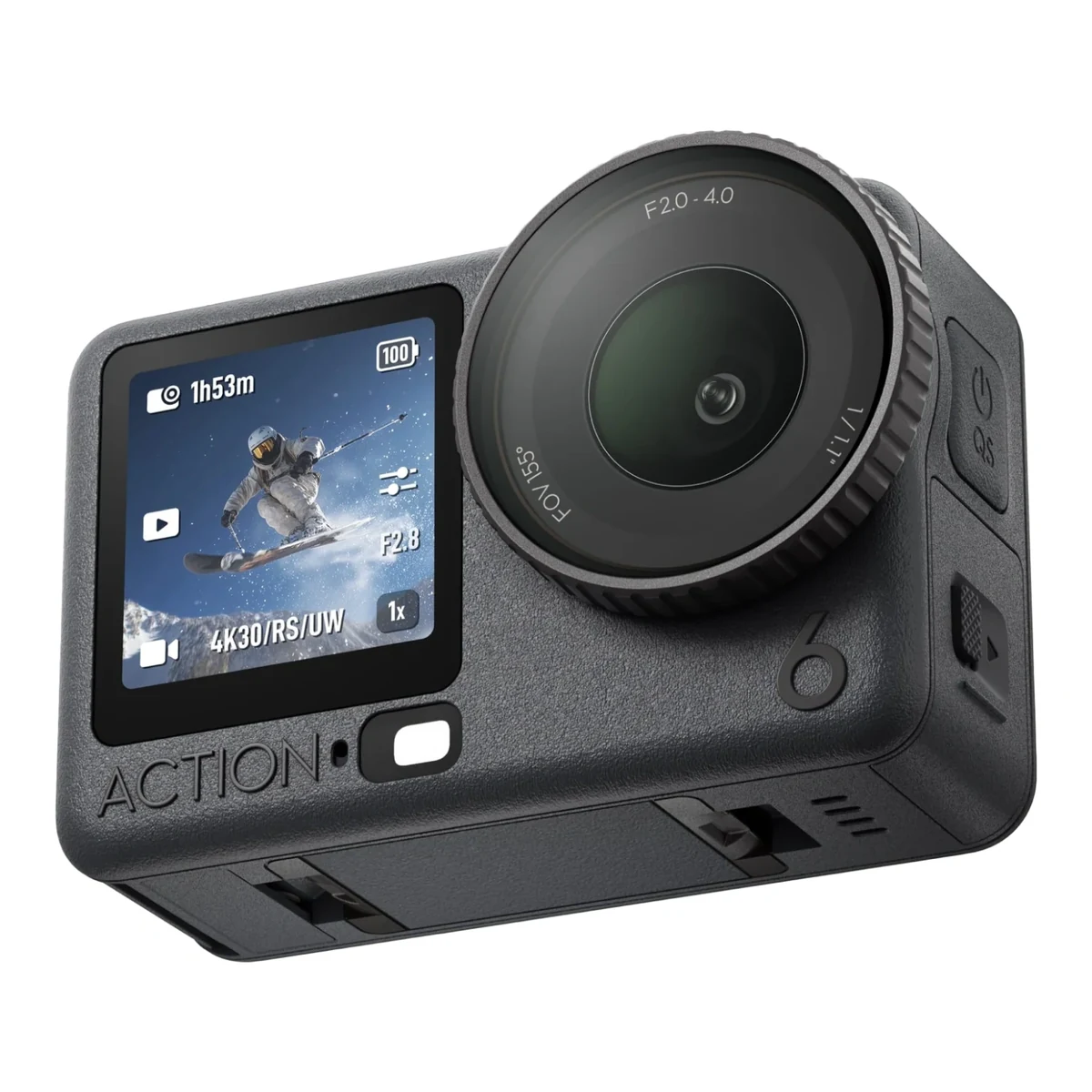 DJI Osmo Action 6 в три четверти — корпус и крепление