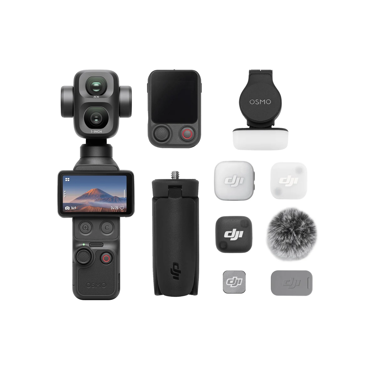 Комплект DJI Osmo Pocket 4P Vlog Combo — камера, микрофон DJI Mic Mini 2, пульт FrameTap, свет и сумки