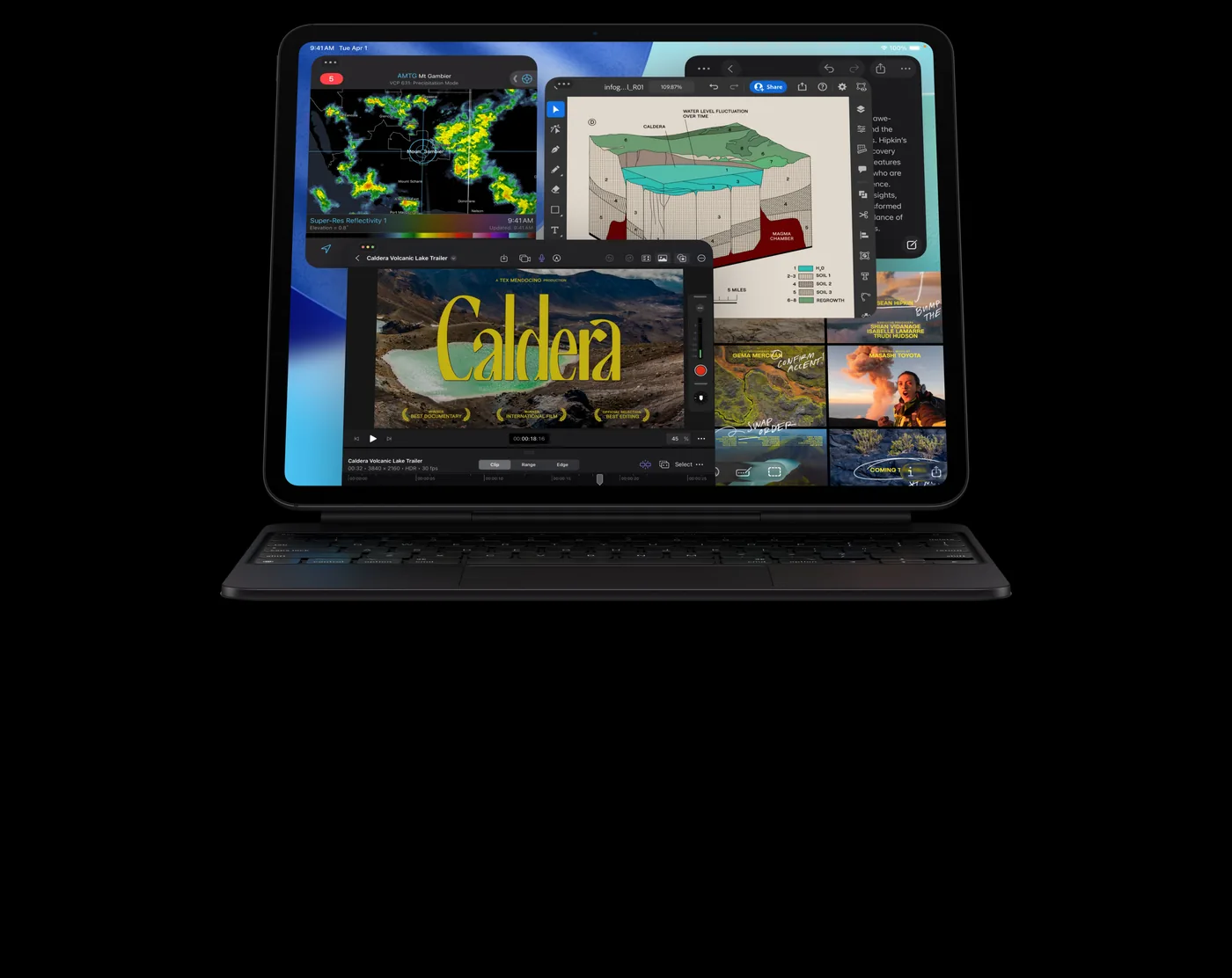 Несколько приложений в одном окне на iPad Pro (2025) с чипом Apple M5