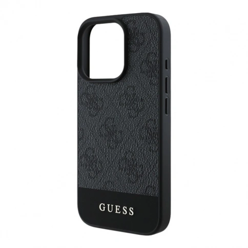 Guess для iPhone 16 Pro чехол PU кожа 4G Bottom stripe Metal logo Grey фото 3