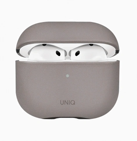 Кобура UNIQ Terra для Apple AirPods 4 кожа, серый фото 1