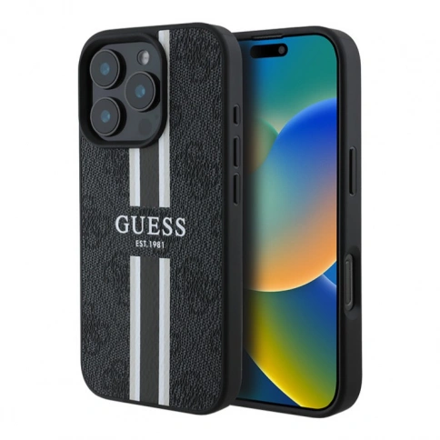 Чехол Guess iPhone 16 ProMax Stripes Black фото 1