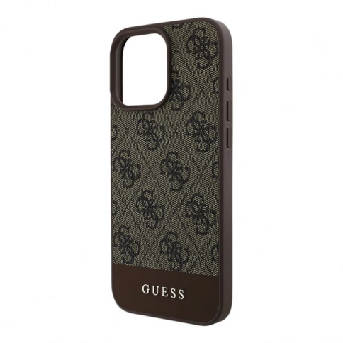 Guess для iPhone 16 Pro чехол PU кожа 4G Bottom stripe Metal logo Brown фото 3