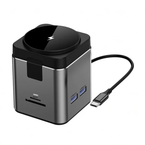 Док-станция WIWU Cube Hub 9 in 1 (Type-C) серый фото 3